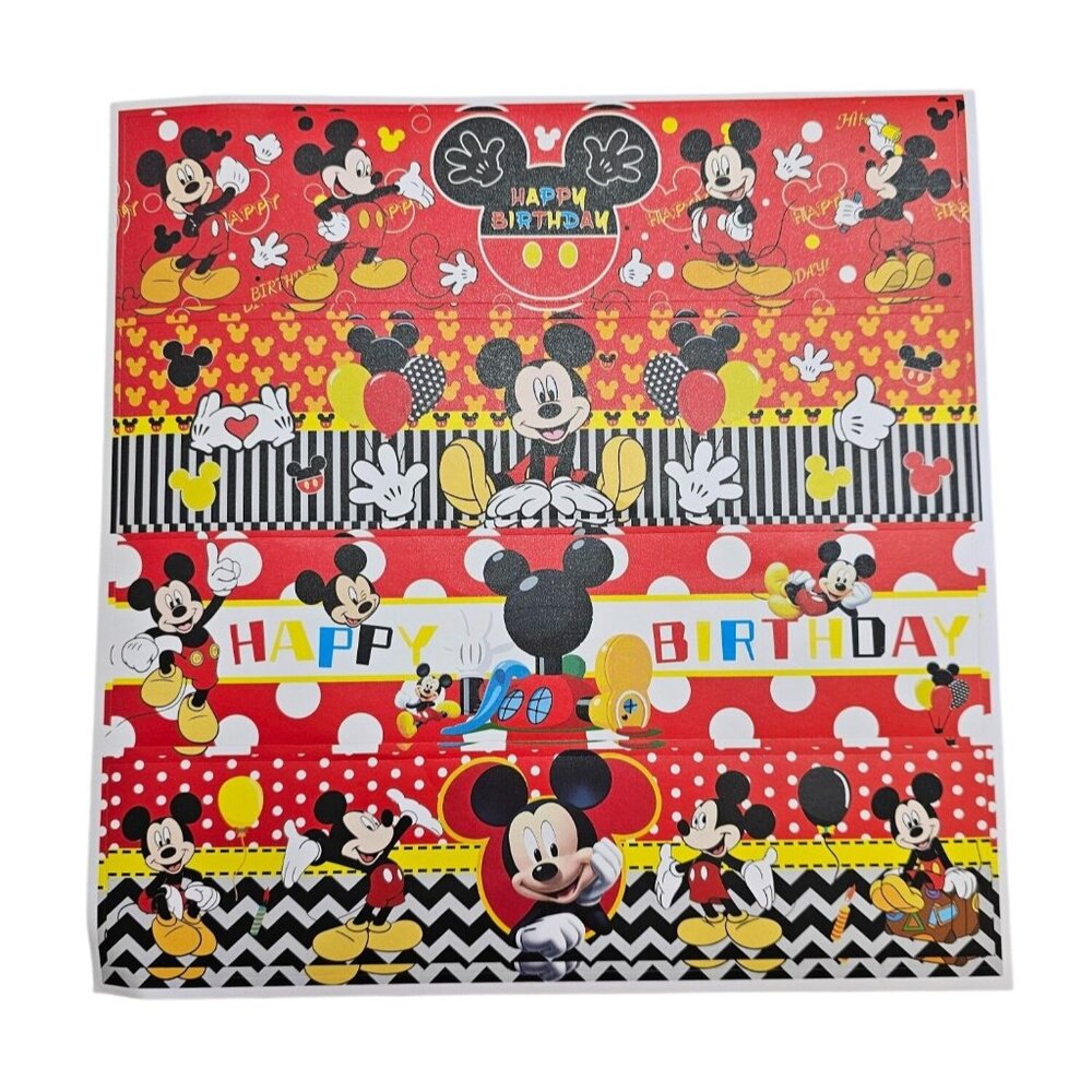 Mickey Mouse Happy Birthday Water Bottle Wrap 48 pk Vinyl Stickers